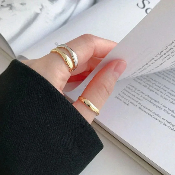 Minimalist 925 Sterling Silver Wave Open Ring - Picture 7 of 7